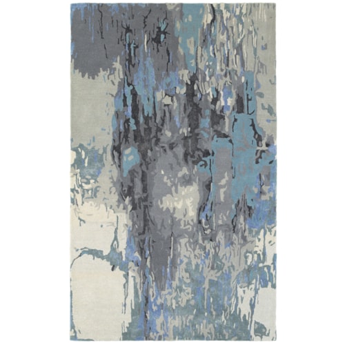 5' 0" X  8' 0" Contemporary Blue/ Grey Rectangle Rug