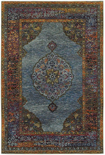 8' 6" X 11' 7" Traditional Blue/ Multi Recta