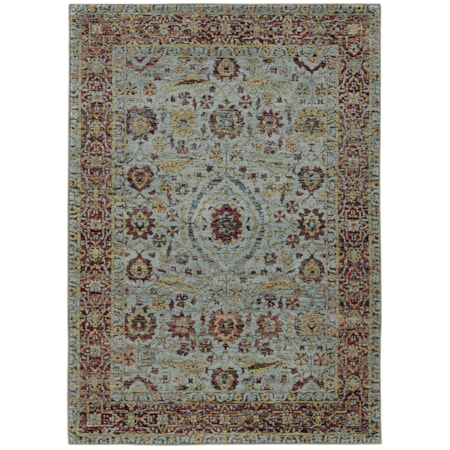 7'10" X 10'10" Casual Blue/ Red Rectangle Ru