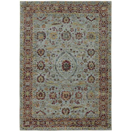 7'10" X 10'10" Casual Blue/ Red Rectangle Rug