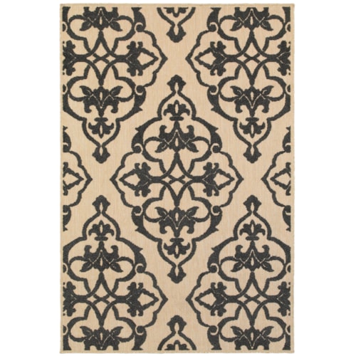 3'10" X  5' 5" Outdoor Sand/ Charcoal Rectangle Rug