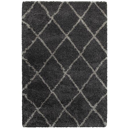 9&apos;10&quot; X 12&apos;10&quot; Shag Charcoal/ Grey Rectangle