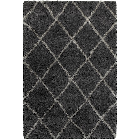 5' 3" X  7' 6" Shag Charcoal/ Grey Rectangle