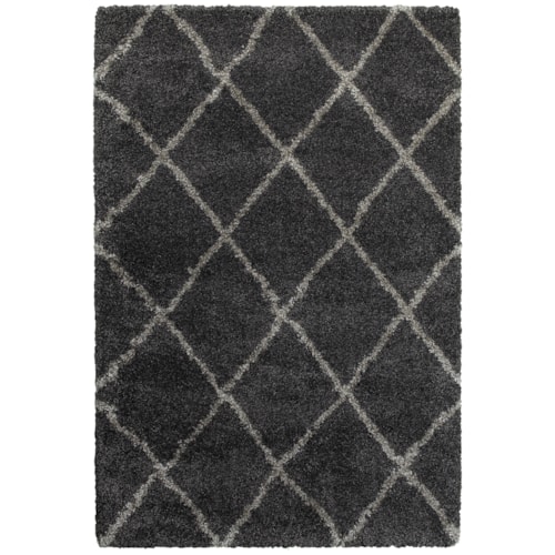 9'10" X 12'10" Shag Charcoal/ Grey Rectangle Rug