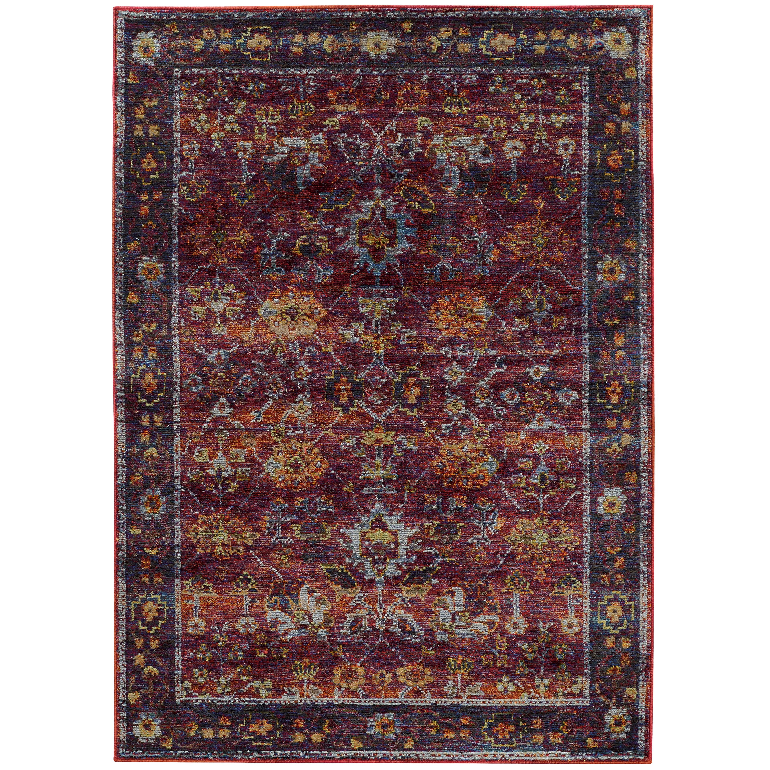 3' 3" X  5' 2" Casual Red/ Purple Rectangle