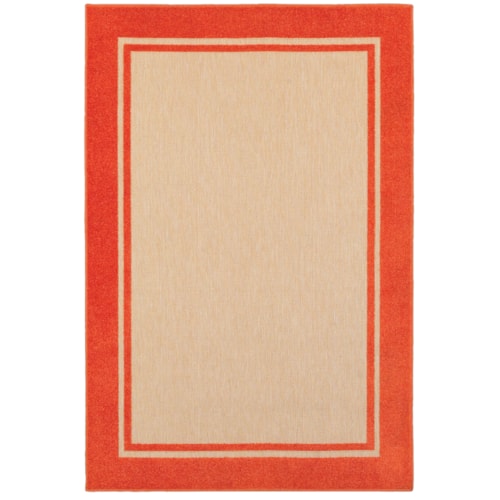 3'10" X  5' 5" Outdoor Sand/ Orange Rectangle Rug