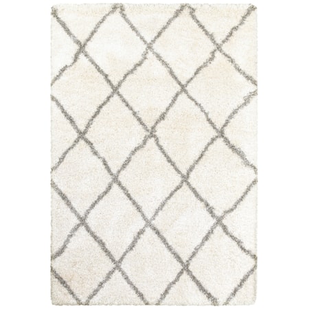 3'10" X 5' 5" Shag Ivory/ Grey Rectangle Ru