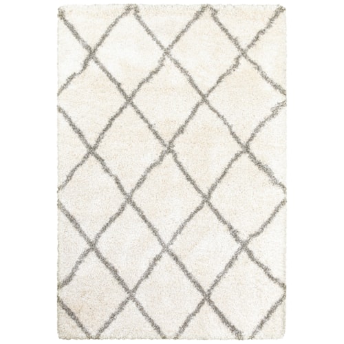3'10" X  5' 5" Shag Ivory/ Grey Rectangle Rug