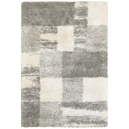 3'10" X 5' 5" Shag Ivory/ Grey Rectangle Ru