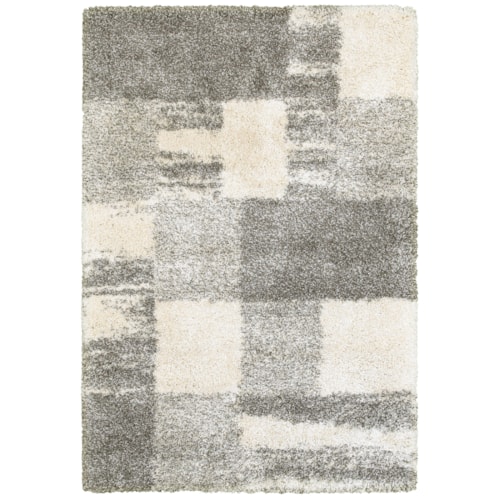 3'10" X  5' 5" Shag Ivory/ Grey Rectangle Rug