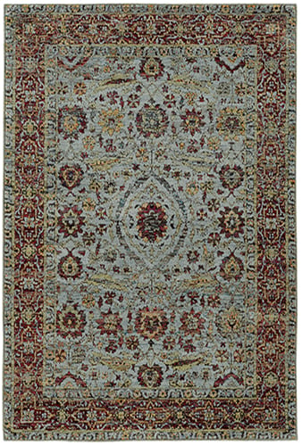 7'10" X 10'10" Casual Blue/ Red Rectangle Ru