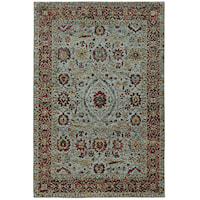 7'10" X 10'10" Casual Blue/ Red Rectangle Rug