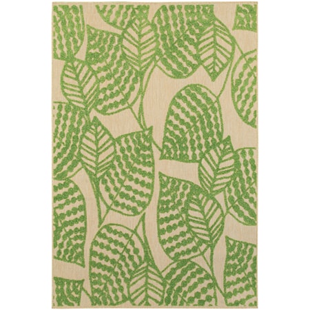 7'10" X 10'10" Outdoor Sand/ Green Rectangle Rug