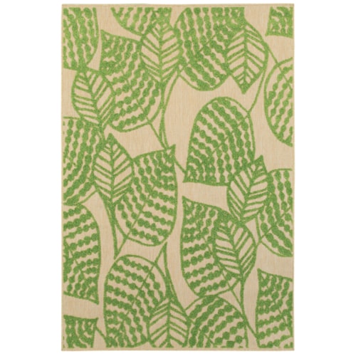 9'10" X 12'10" Outdoor Sand/ Green Rectangle Rug
