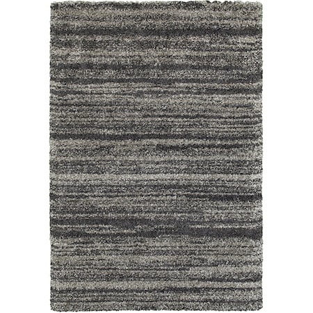 5' 3" X  7' 6" Shag Grey/ Charcoal Rectangle