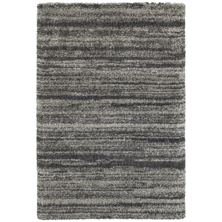 6' 7" X 9' 6" Shag Grey/ Charcoal Rectangle
