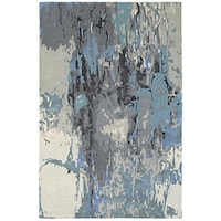 5' 0" X  8' 0" Contemporary Blue/ Grey Rectangle Rug