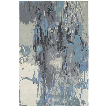 8' 0" X 10' 0" Contemporary Blue/ Grey Recta