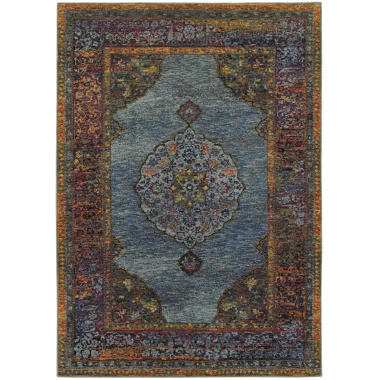 Oriental Weavers Andorra 5' 3" X  7' 3" Traditional Blue/ Multi Recta