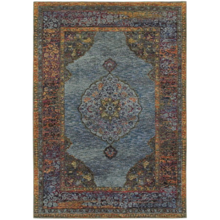 8' 6" X 11' 7" Traditional Blue/ Multi Recta