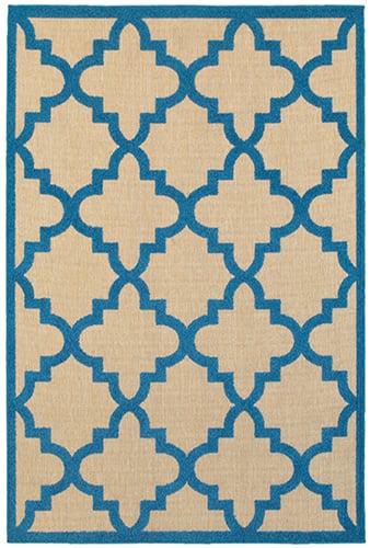 3'10" X  5' 5" Outdoor Sand/ Blue Rectangle