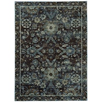 5' 3" X  7' 3" Casual Navy/ Blue Rectangle Rug