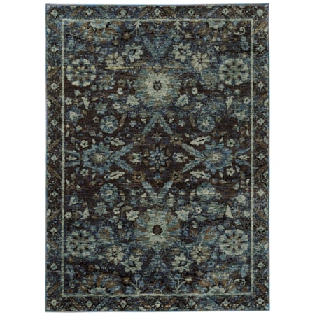 6' 7" X 9' 6" Casual Navy/ Blue Rectangle R