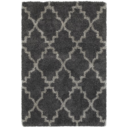 6' 7" X 9' 6" Shag Charcoal/ Grey Rectangle