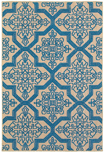 3'10" X  5' 5" Outdoor Sand/ Blue Rectangle