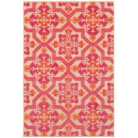 5' 3" X 7' 6" Outdoor Sand/ Pink Rectangle