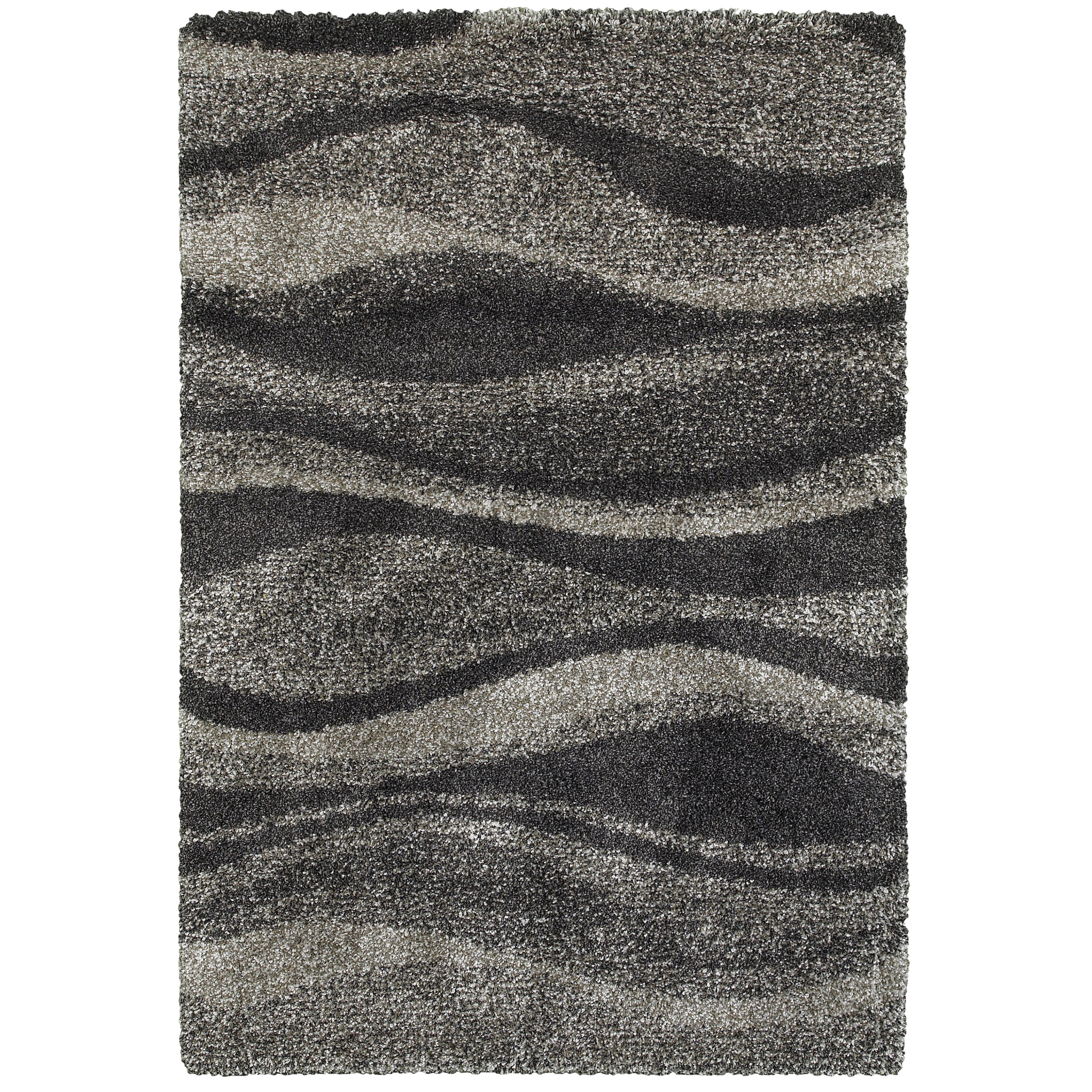 9'10" X 12'10" Shag Grey/ Charcoal Rectangle