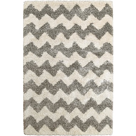 3'10" X  5' 5" Shag Grey/ Ivory Rectangle Ru