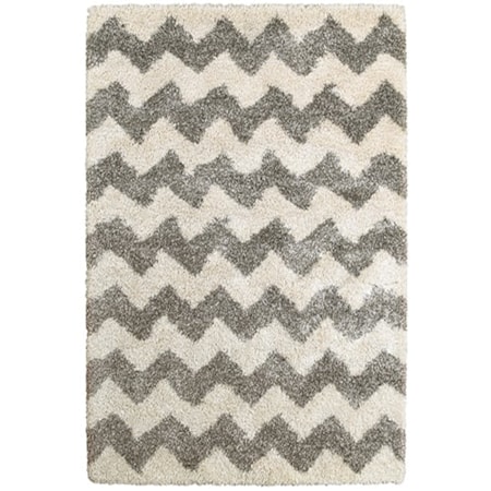 3'10" X 5' 5" Shag Grey/ Ivory Rectangle Ru