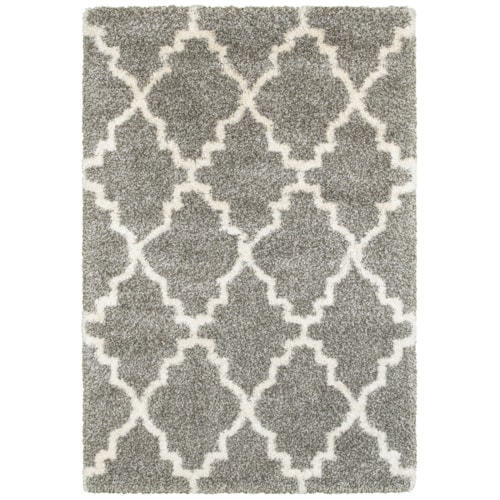 3'10" X  5' 5" Shag Grey/ Ivory Rectangle Rug