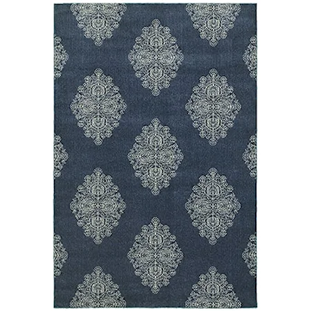 5' 3" X  7' 6" Casual Blue/ Ivory Rectangle Rug