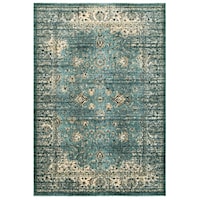 7'10" X 10'10" Traditional Blue/ Ivory Rectangle Rug