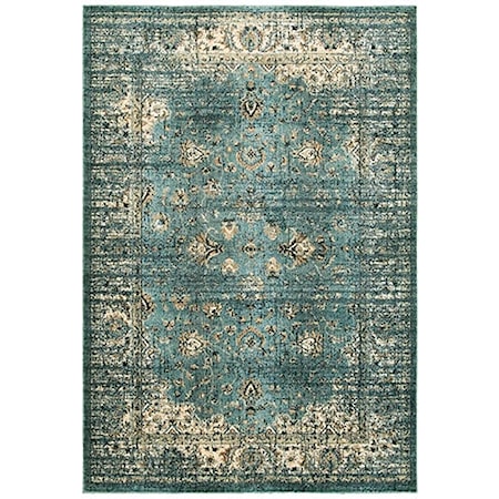 9'10" X 12'10" Traditional Blue/ Ivory Recta