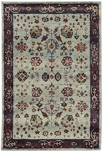 3' 3" X  5' 2" Casual Stone/ Red Rectangle R