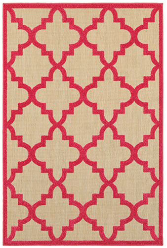 9'10" X 12'10" Outdoor Sand/ Pink Rectangle