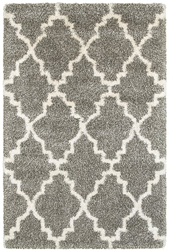 9'10" X 12'10" Shag Grey/ Ivory Rectangle Rug