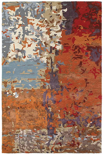 8' 0" X 10' 0" Contemporary Multi/ Orange Re