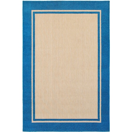 3'10" X  5' 5" Outdoor Sand/ Blue Rectangle
