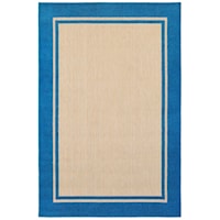 3'10" X  5' 5" Outdoor Sand/ Blue Rectangle Rug