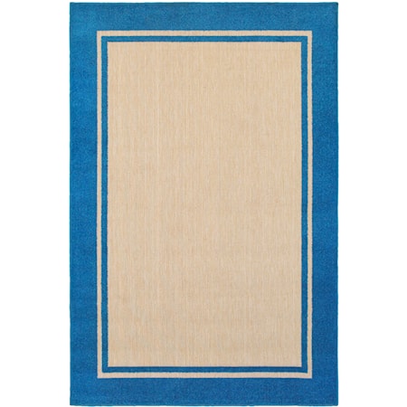 5' 3" X  7' 6" Outdoor Sand/ Blue Rectangle