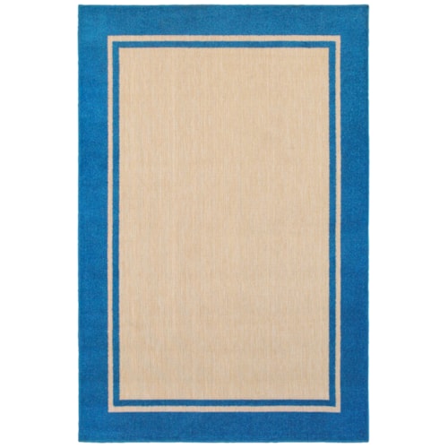 3'10" X  5' 5" Outdoor Sand/ Blue Rectangle Rug