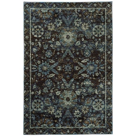 6' 7" X 9' 6" Casual Navy/ Blue Rectangle R