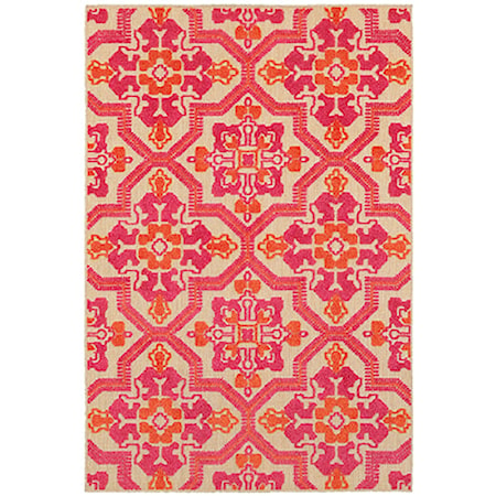 5&apos; 3&quot; X  7&apos; 6&quot; Outdoor Sand/ Pink Rectangle