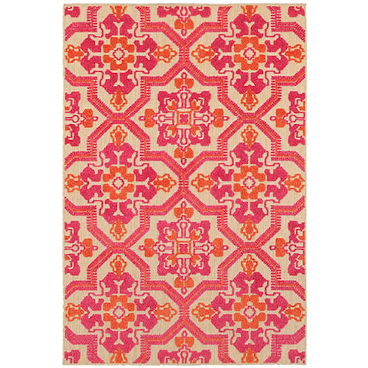 Oriental Weavers Cayman 9'10" X 12'10" Outdoor Sand/ Pink Rectangle