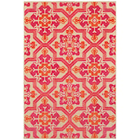 9'10" X 12'10" Outdoor Sand/ Pink Rectangle Rug