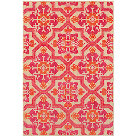 5' 3" X  7' 6" Outdoor Sand/ Pink Rectangle